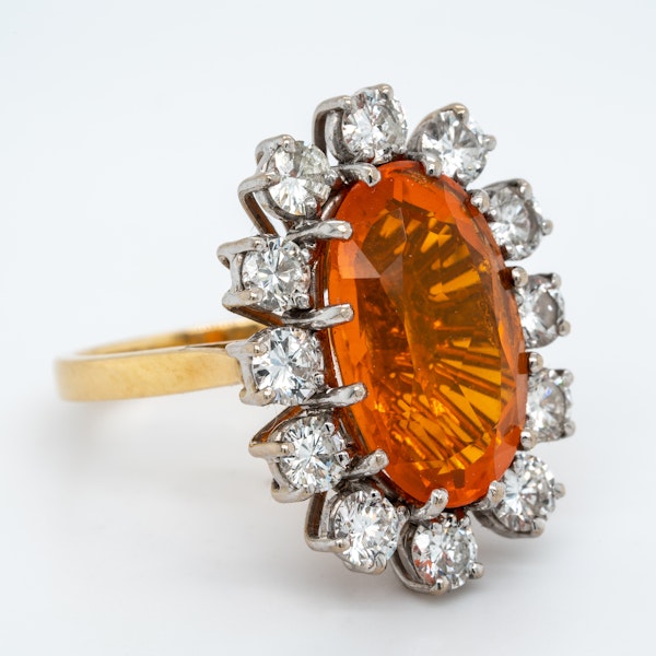 Fire opal and diamond oval cluster ring - image 2