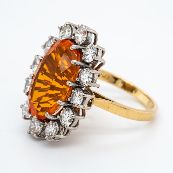 Fire opal and diamond oval cluster ring - image 3