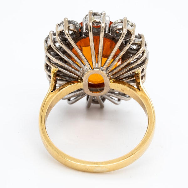 Fire opal and diamond oval cluster ring - image 4