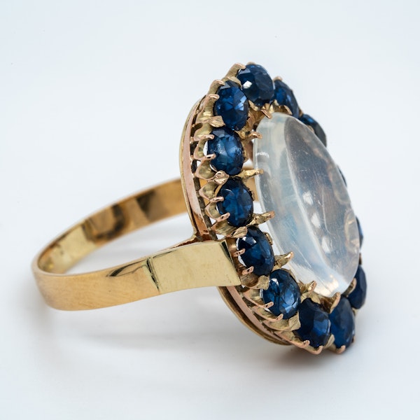 Moonstone and sapphire cluster ring - image 2