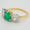 Emerald and diamond 3 stone ring - image 3