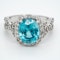 Blue Zircon and diamond cluster ring - image 1