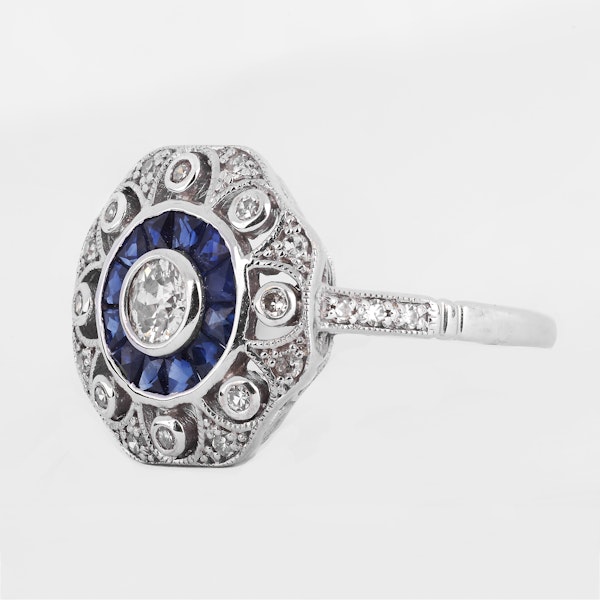White Gold, Diamond and Sapphire Ring - image 2