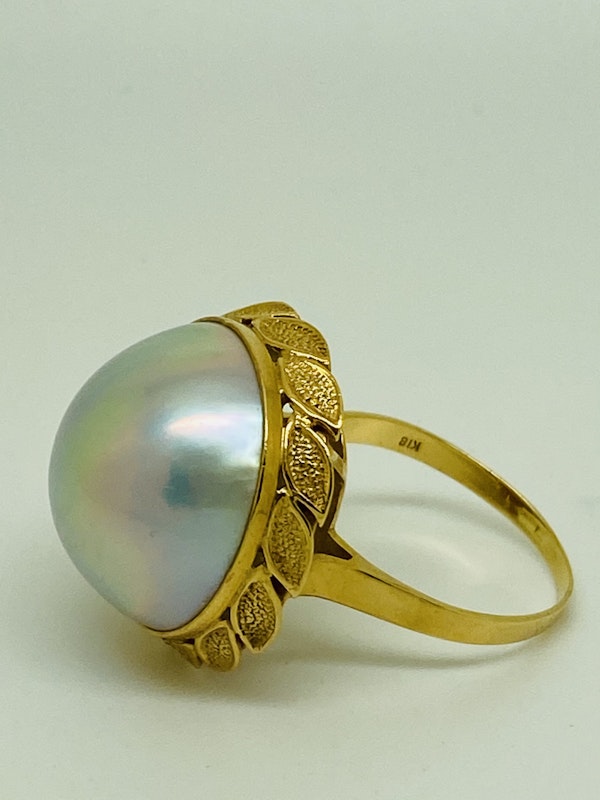 18K yellow gold Pearl Ring - image 2