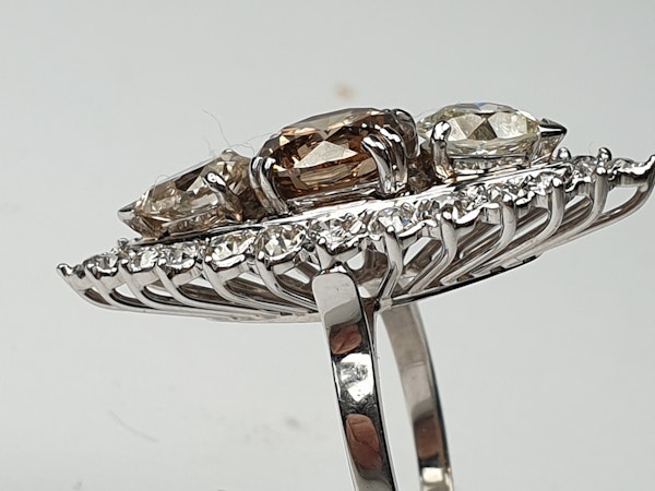 2.60ct cognac diamond and pair shaped diamond navette ring  DBGEMS - image 5