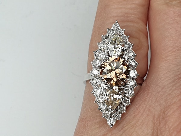 2.60ct cognac diamond and pair shaped diamond navette ring  DBGEMS - image 4