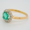 Emerald and diamond Art Deco round cluster ring - image 3