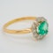 Emerald and diamond Art Deco round cluster ring - image 2