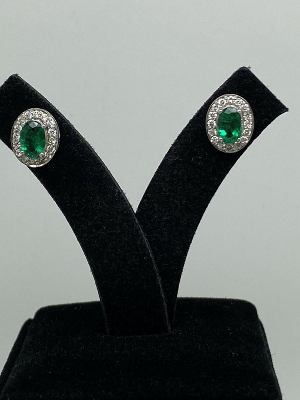 1.25ct Natural Emerald and Diamond Earrings - image 2