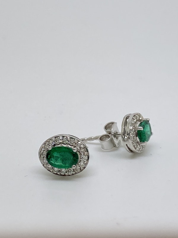 1.25ct Natural Emerald and Diamond Earrings - image 3