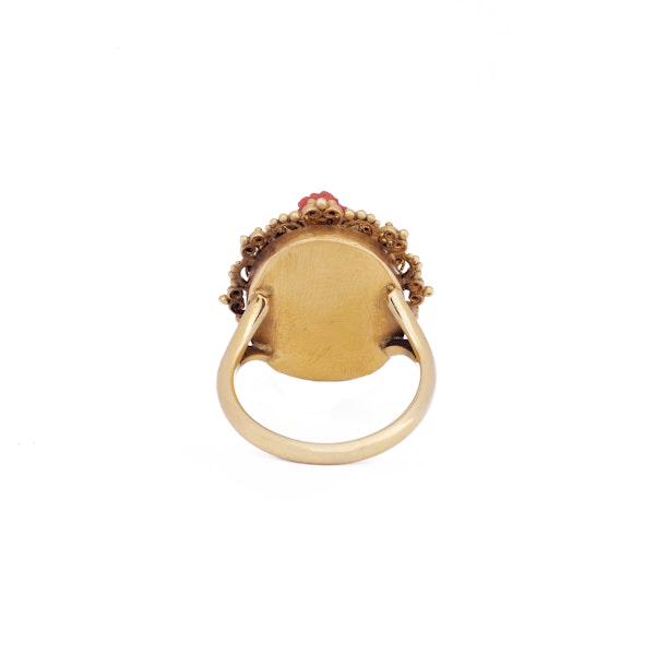 Antique Gold and Coral Cameo Ring - image 3