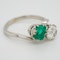 Emerald and diamond crossover  Art Deco ring - image 2