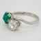 Emerald and diamond crossover  Art Deco ring - image 3