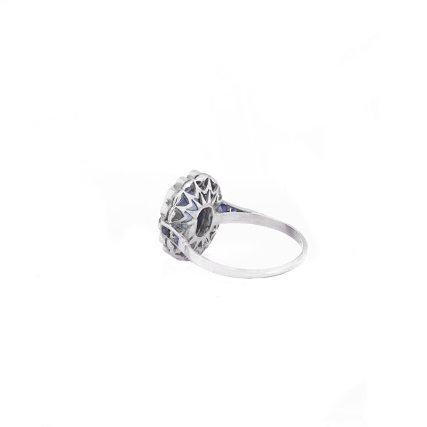 Art Deco Platinum, Diamond and Sapphire Ring - image 3