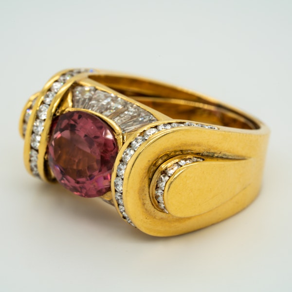 Pink tourmaline and diamonds fancy cocktail ring - image 4
