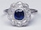 Antique sapphire and diamond cluster engagement ring - image 2