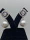 18K white gold Pearl, Diamond and Natural Blue Sapphire Earrings - image 2
