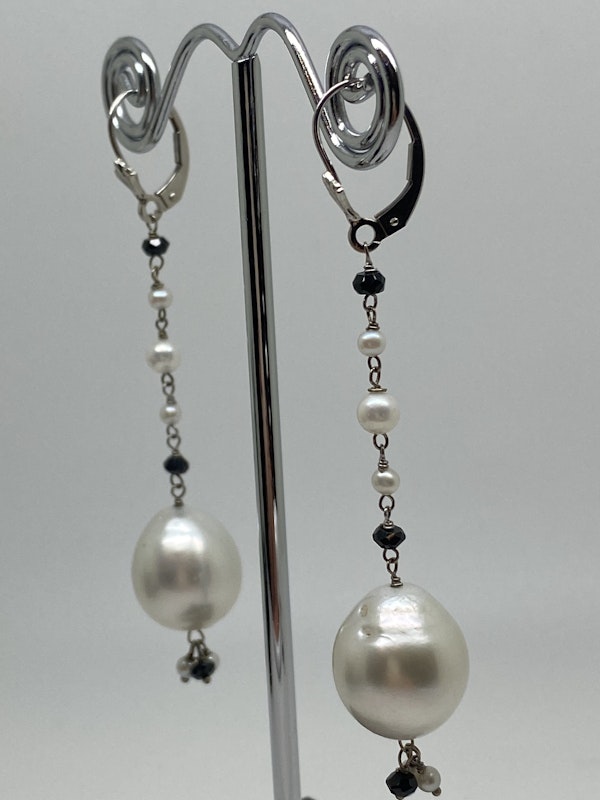 18K white gold Pearl Earrings - image 2