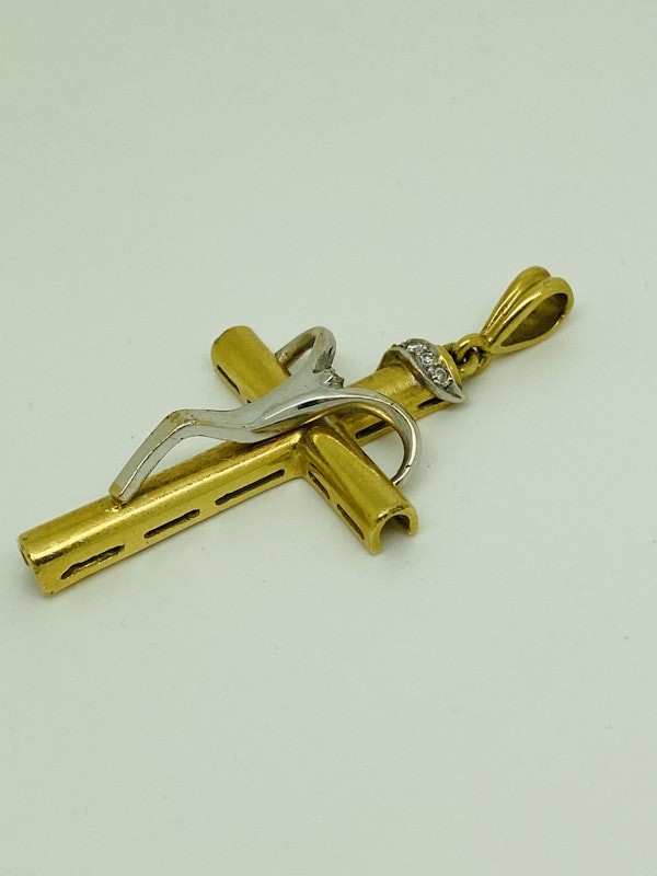 18K yellow gold Diamond Cross Pendant - image 3