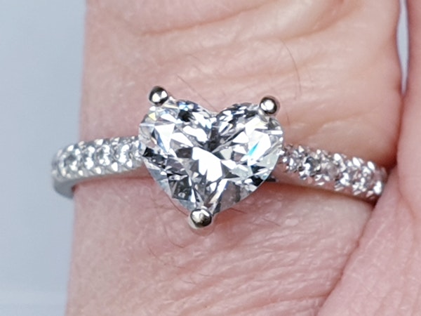Heart shape F colour Flawless diamond engagement ring  DBGEMS - image 3
