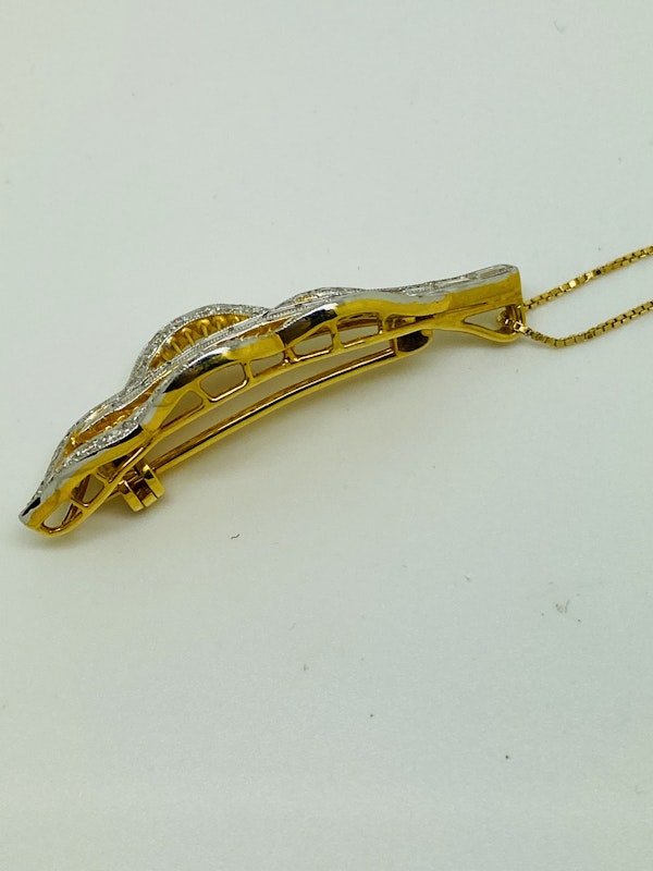 18K yellow gold Diamond Pendant/Brooch - image 2