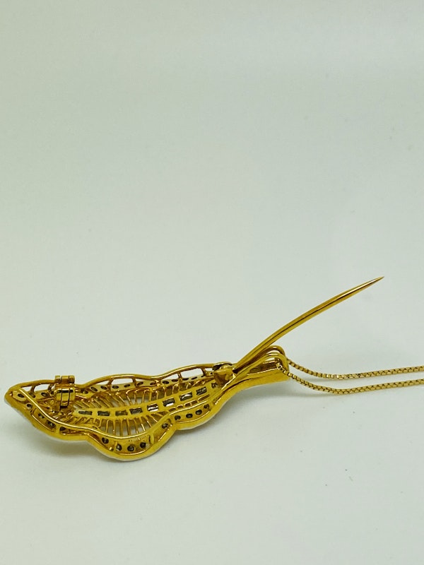 18K yellow gold Diamond Pendant/Brooch - image 4
