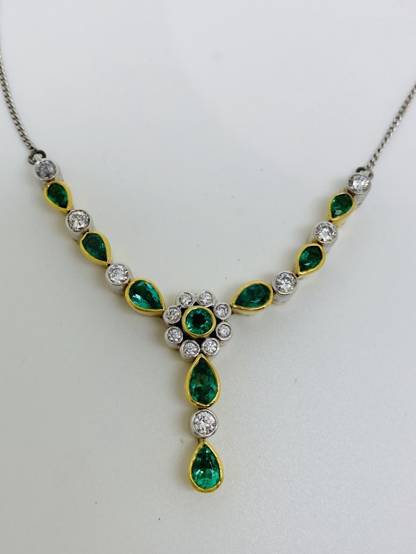 Natural Emerald & Diamond Necklace - image 1