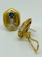 18K yellow gold Diamond and Blue Sapphire Earrings - image 2