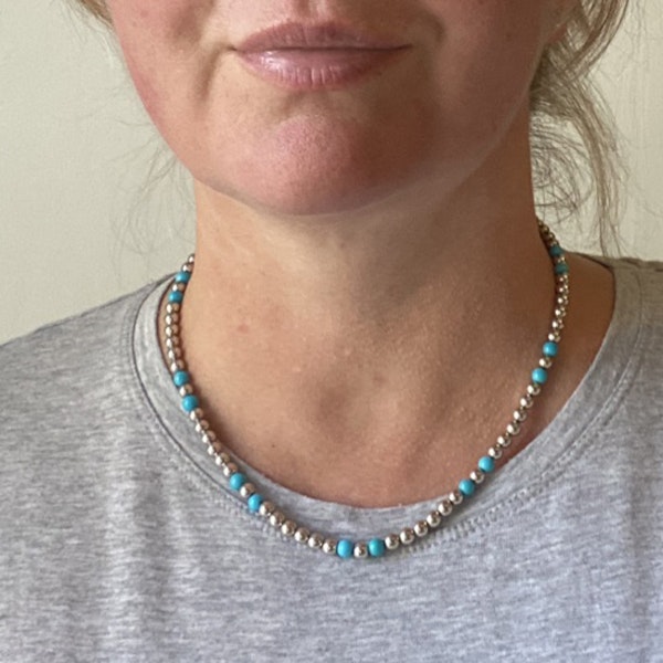Date 2010's, 18k White Gold Turquoise & Diamond stone set Necklace by Lilly Shapiro ( Dawn Light ), SHAPIRO & Co - image 4