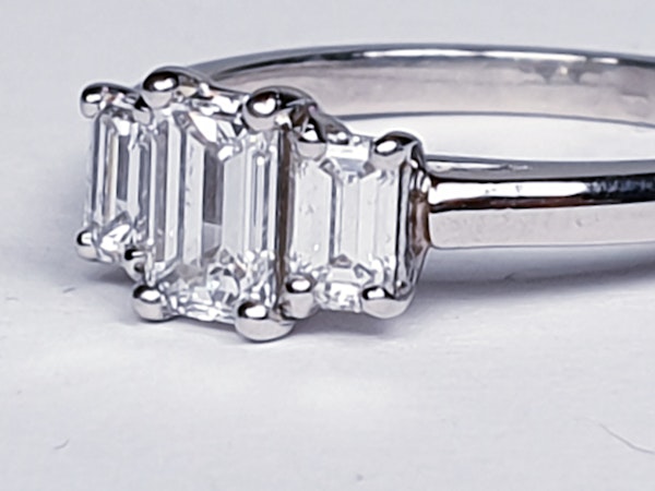 Three stone Emerald cut diamond ring  DBGEMS - image 2