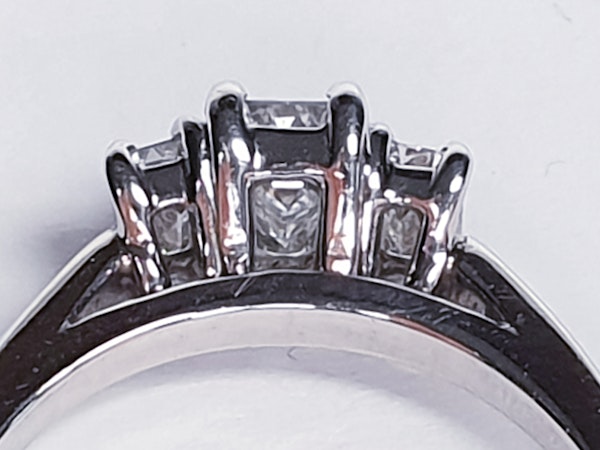 Three stone Emerald cut diamond ring  DBGEMS - image 4