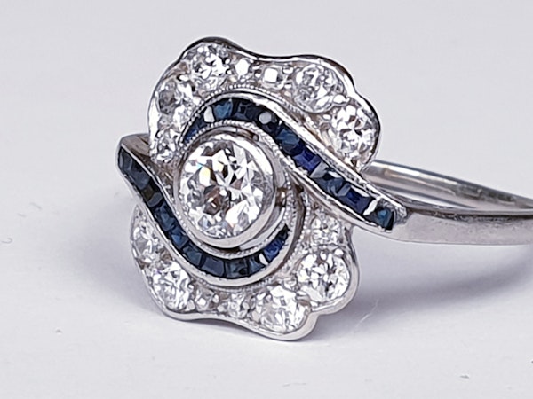 Art Deco Sapphire and Diamond Engagement Ring  DBGEMS - image 2