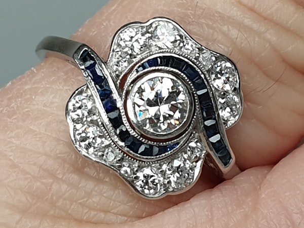 Art Deco Sapphire and Diamond Engagement Ring  DBGEMS - image 3