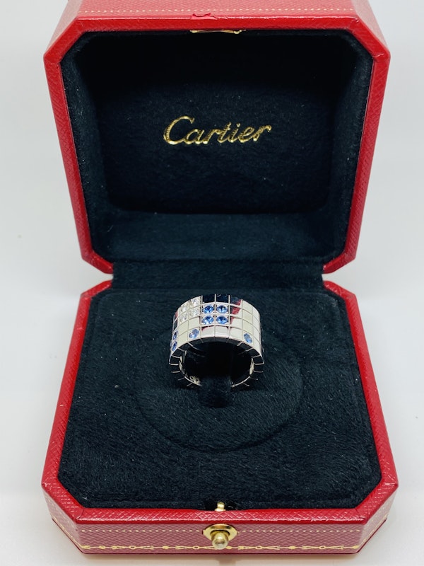Cartier Lanieres 0.40ct Diamond and 1.10ct Natural Blue Sapphire Ring - image 2