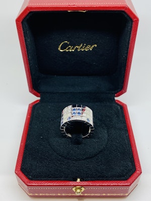 Cartier Lanieres, Blue Sapphire & Diamond Ring.