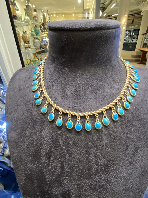 Vintage Turquoise yellow gold Necklace - image 1
