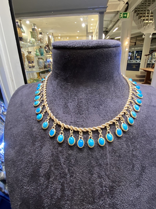 Vintage Turquoise yellow gold Necklace - image 2