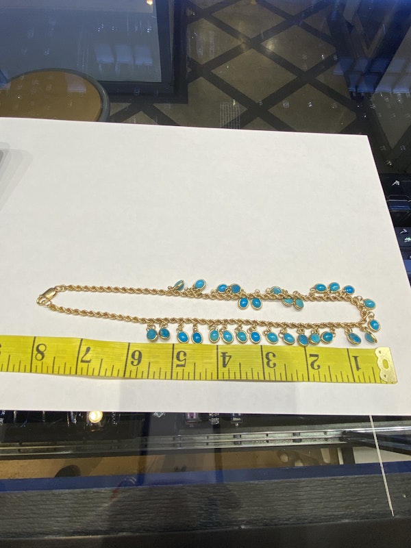 Vintage Turquoise yellow gold Necklace - image 3