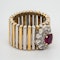 2 colour gold ruby and diamond cluster ring - image 2