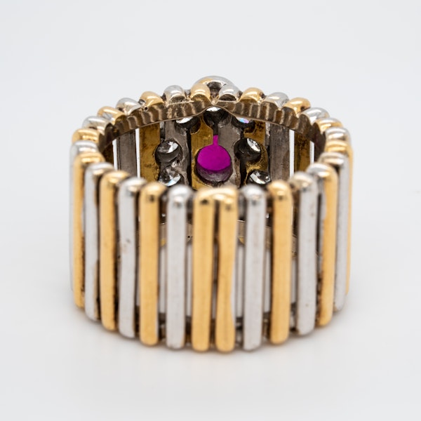 2 colour gold ruby and diamond cluster ring - image 4