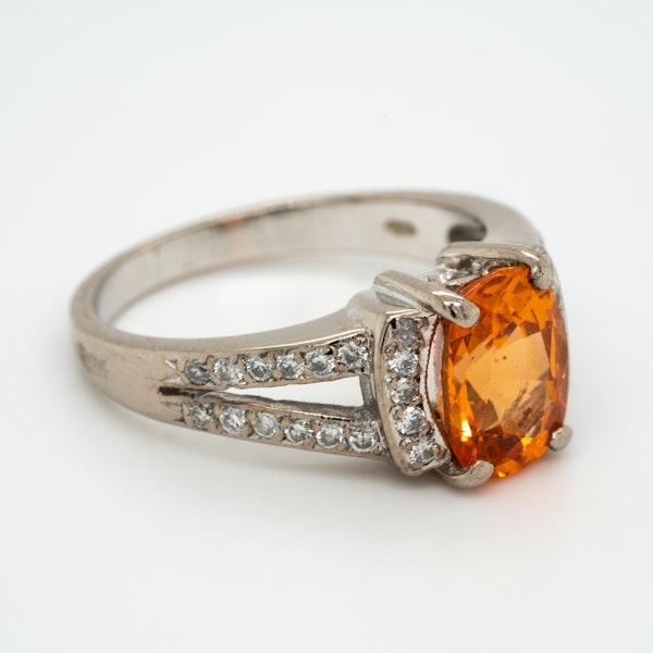 Fire opal and diamond cluster ring - image 2