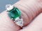 Emerald and pear shaped diamond engagement ring  DBGEMS - image 3