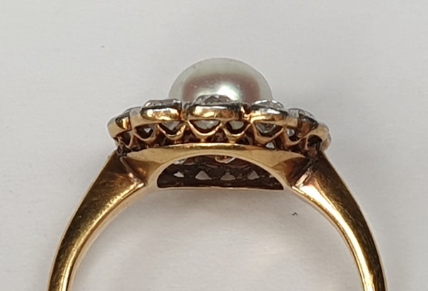 Edwardian Natural Pearl and Diamond Cluster Ring  DBGEMS - image 6