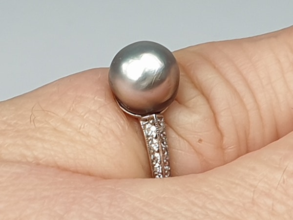 Art Deco Natural Pearl and Diamond Ring  DBGEMS - image 2