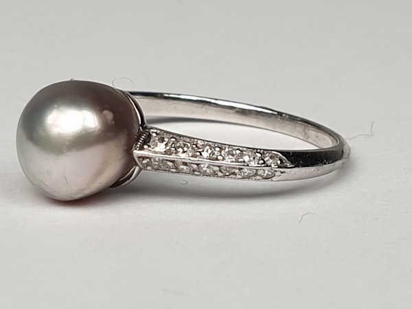 Art Deco Natural Pearl and Diamond Ring  DBGEMS - image 5