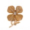 Vintage Sterlé of Paris 18 Karat Gold Flower Brooch with Central Diamond, French circa 1950. - image 1