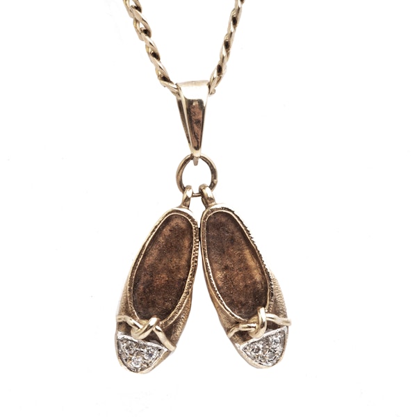 A Gold and Diamond Ballerina Pump Necklace - image 2