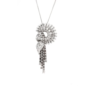 A 1950's Diamond White Gold Pendant / Brooch