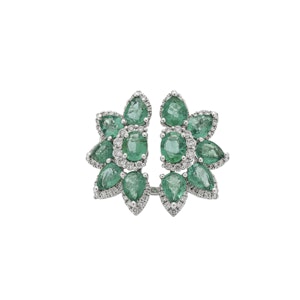 Flower split emeralds rings