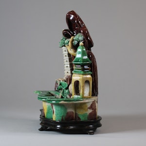 Chinese famille verte biscuit mountain brushwasher